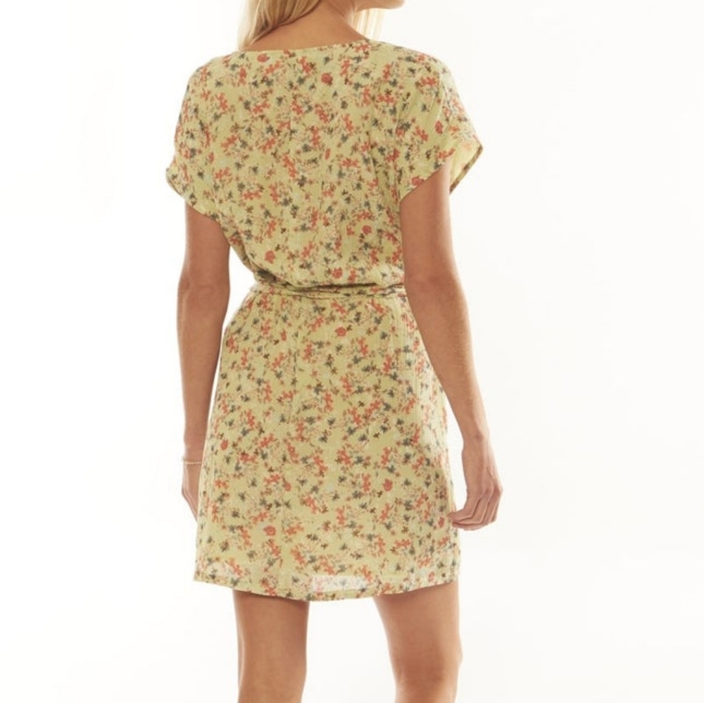 BNWT Amuse Society "Butterflies" Yellow Dolman Sleeve Summer Mini Dress Size M